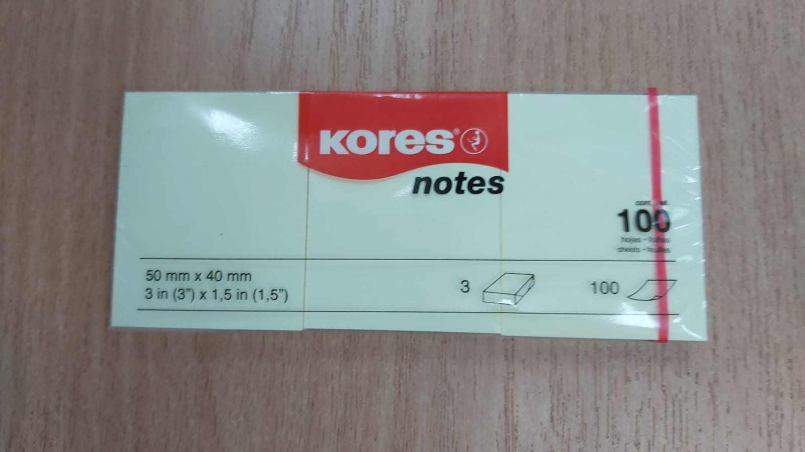 Блок с липким краем 40*50мм желтый 3бл*100шт KORES 46050