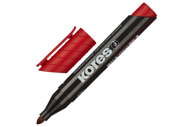 Маркер перманентный 1,5-3мм красный круглый KORES 20937 Чехия