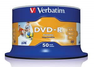 Диск DVD-R 4.7Gb 16x Cake Box 50шт/упак 43731 Verbatim