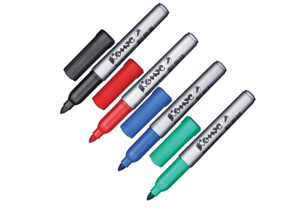 Маркер перманентный 1-4мм 4цв/уп КОМУС 162962 Китай