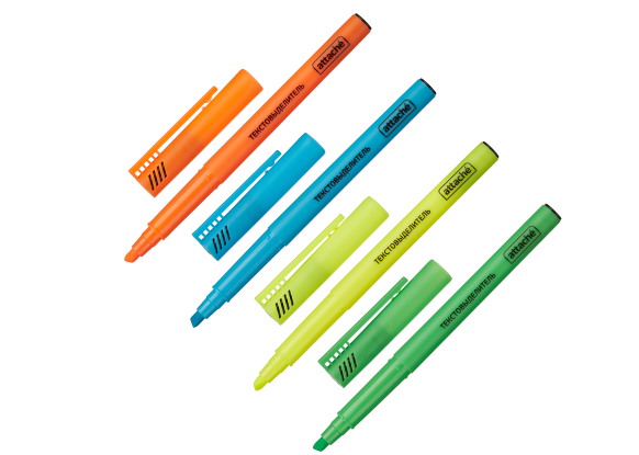 Маркер-текстовыделитель 1-3мм 4цв/уп ATTACHE 155805 Китай