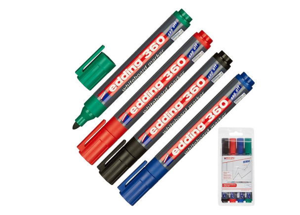 Маркер для доски 1,5-3мм 4цв/уп EDDING E-360/4S Германия