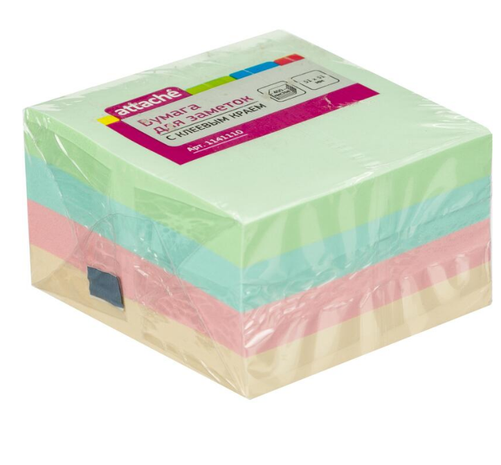 Блок с липким краем (стикерс) 51*51мм пастель 4цв 400л/уп ATTACHE 1141110